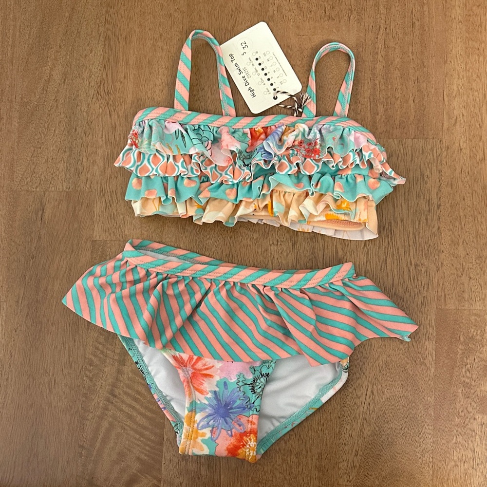 NWT/NWOT Matilda Jane Floral Ruffle Bikini Set | Top 2T | Bottoms 18–24M